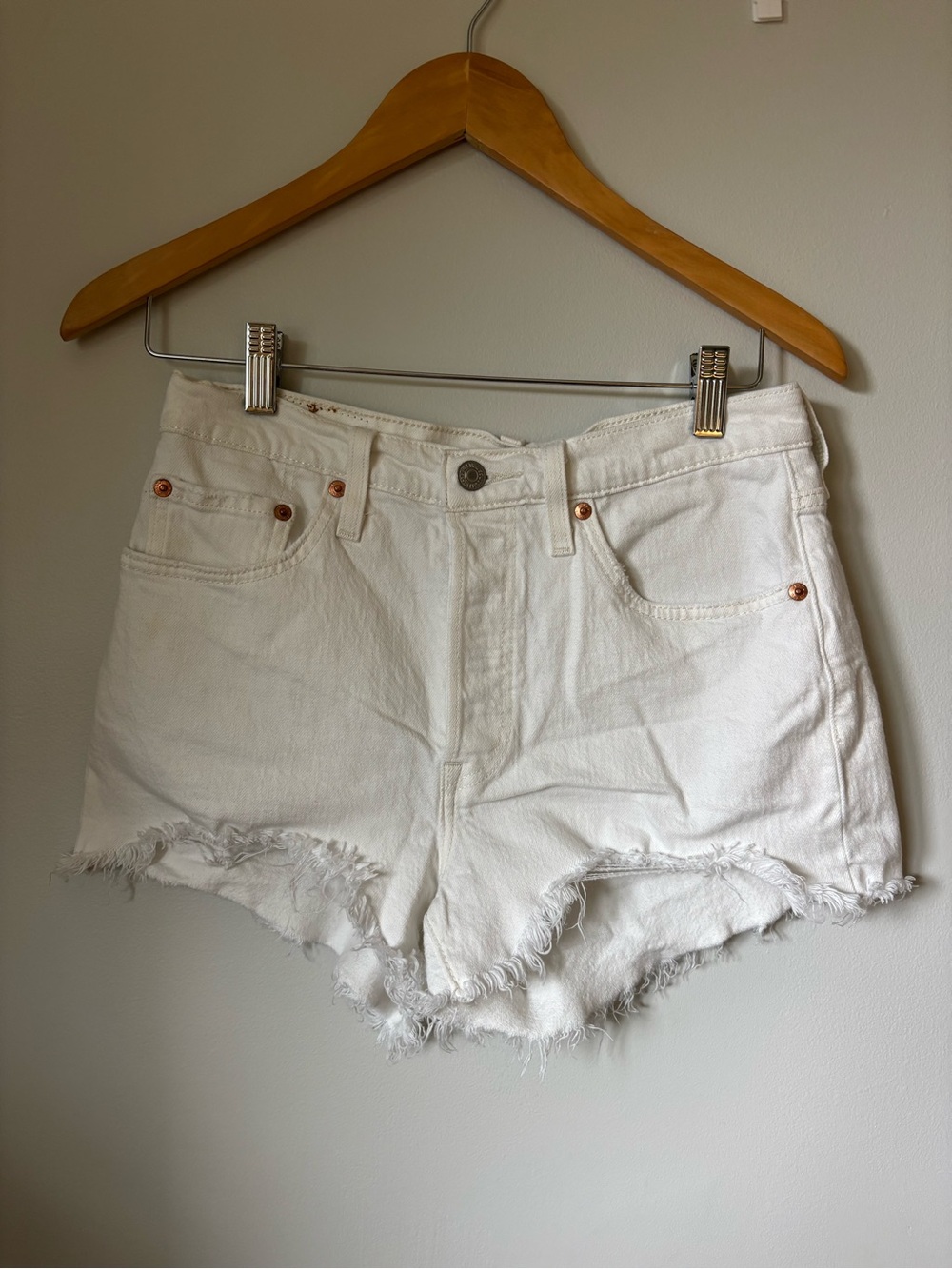 Levi’s white Jean shorts